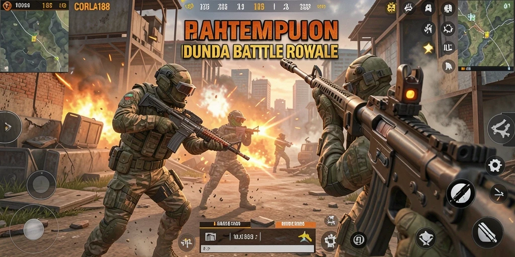 Tampilan gameplay seru CORLA188 dalam pertempuran Battle Royale.