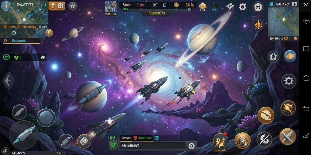 Tampilan indah gameplay GALAXY77 yang menantang.