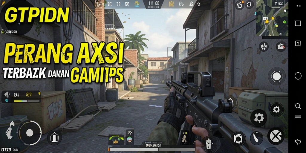 Screenshot gameplay GTPIDN menunjukkan aksi menegangkan dalam pertarungan FPS.