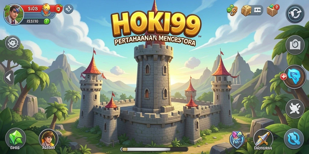 Tampilan seru dari gameplay HOKI99 dengan menara yang beraksi.