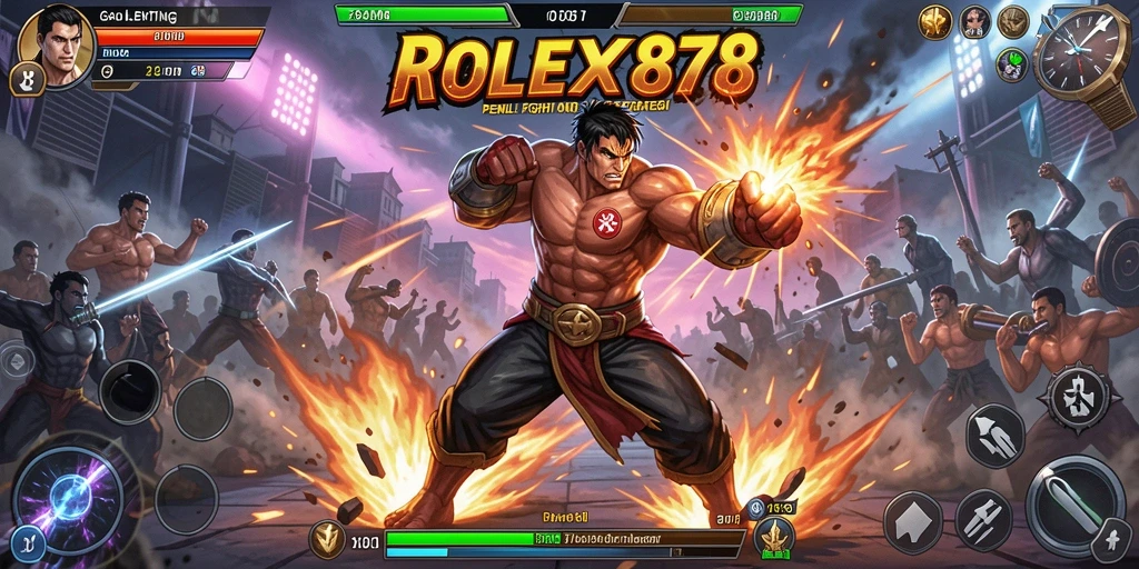 Tampilan gameplay <strong>ROLEX878</strong> yang penuh aksi dalam pertarungan seru.
