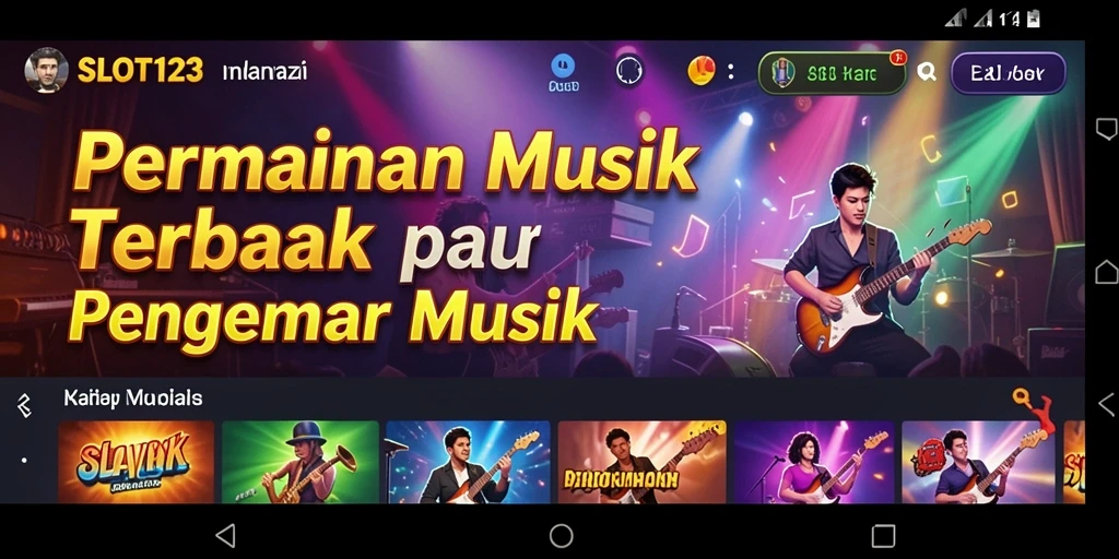 Screenshot utama SLOT123 menampilkan pemain menikmati permainan musik dengan visual yang menarik.