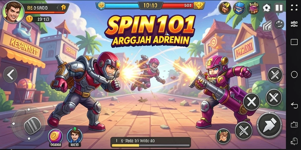 Tampilan gameplay SPIN101 yang menarik dan penuh warna.